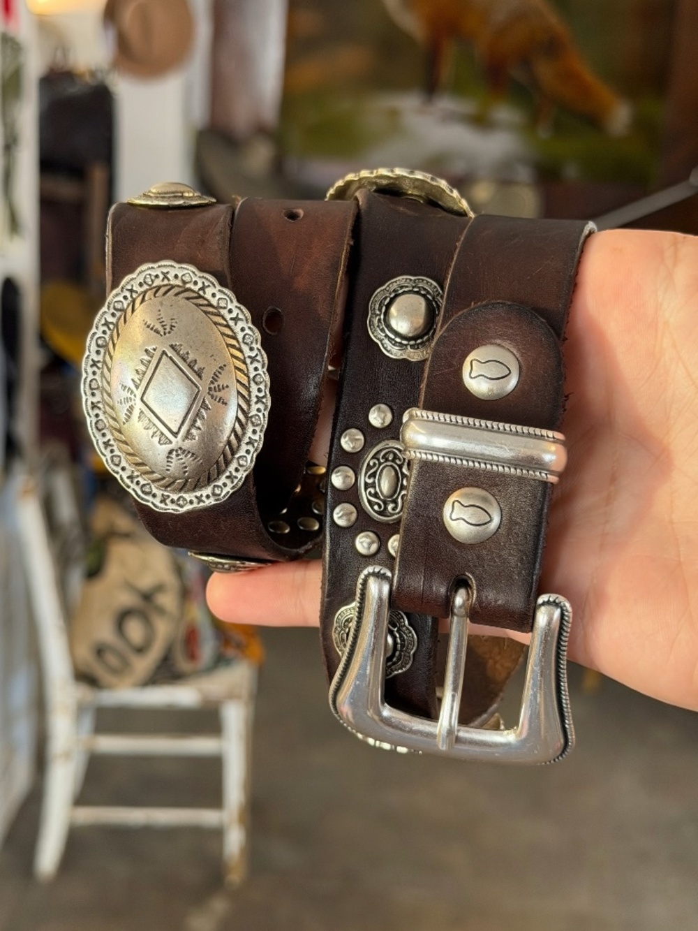Campomaggi Leather Studded Belt in Moro
